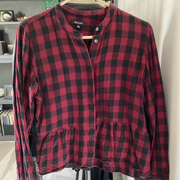 Madewell Lakeside Buffalo Peplum Plaid Top - Picture 2 of 3